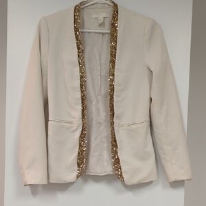 H&M Cream Blazer with Gold Sequin Trim